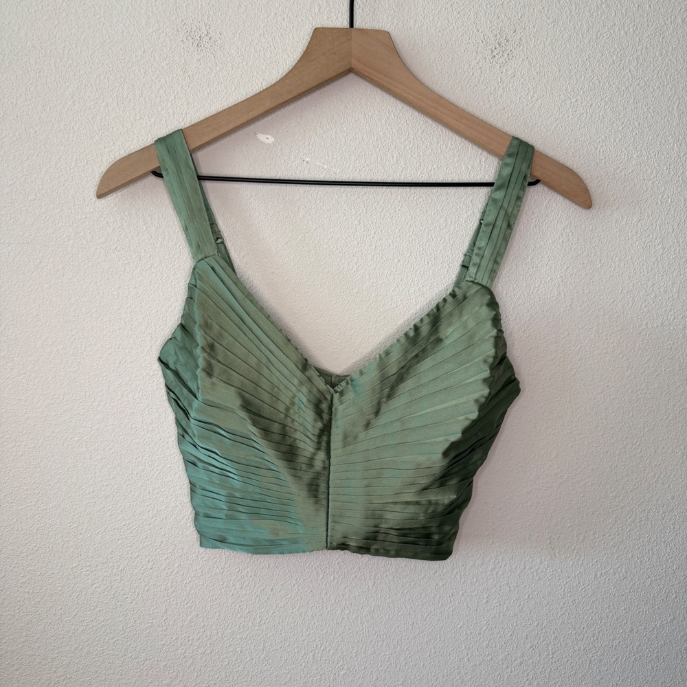 ABERCROMBIE & FITCH Womens Pleated Satin Crop Top Size XL Coquette Fairy